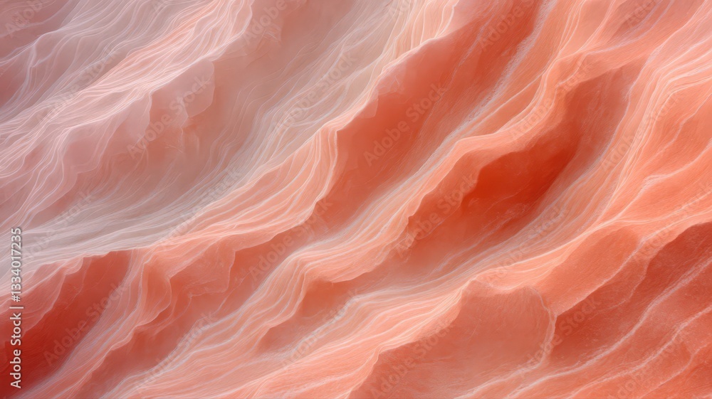 Poster abstract coral and peach textured background with wavy lines and subtle sparkle