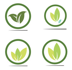 set of natural leaves logo vector icon illustration design template