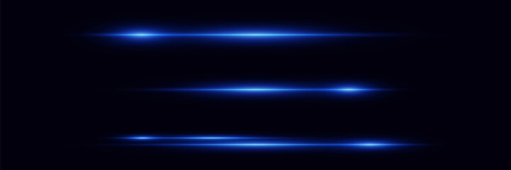 Set of neon horizontal speed lines.