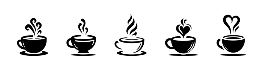 Stylized Coffee Cup Icon Vector Set