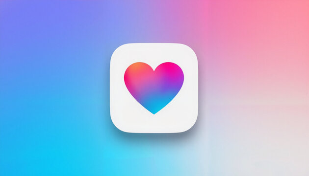 Heart app icon on vibrant gradient background, love symbolization