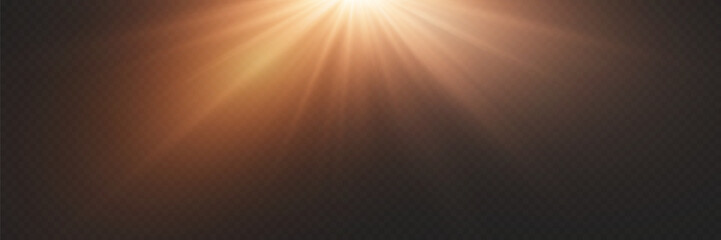 Golden particles of light. Golden flash of rays and star explosion.