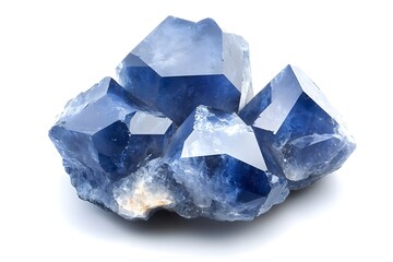 Obraz premium Blue crystal cluster on white background, for geology, minerals, gems or science use
