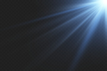 Shining lens with flash and ray effect. On a transparent background.