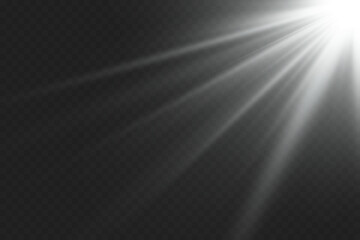 White shining light rays of light. On a transparent background.