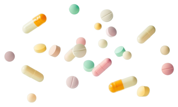 PNG Real medicines medication capsules floating.