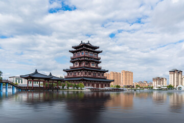 Obraz premium Bohai Lake City park landscape in Dunhua, Jilin Province