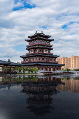 Obraz premium Bohai Lake City park landscape in Dunhua, Jilin Province