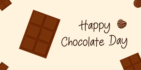 Happy Chocolate Day. Poster chocolate bars and candies. Vector design template.