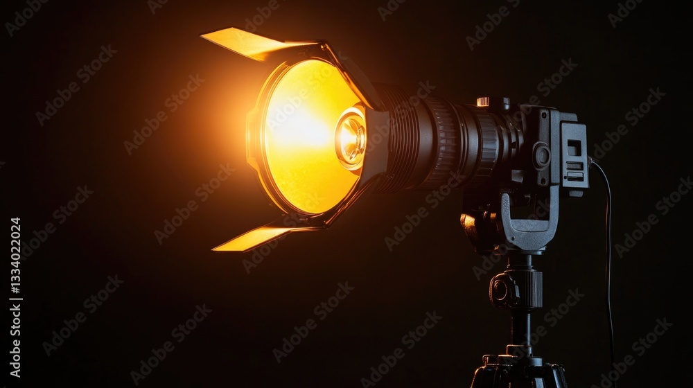 Poster a light placed on top of a tripod, ready for use