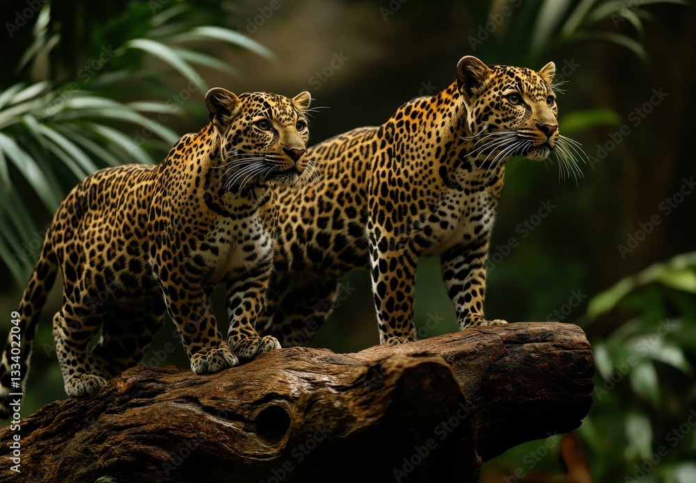 Aufkleber majestic leopards displaying their grace and power in a lush jungle environment with striking patter