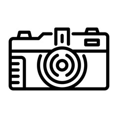 Film camera outline icon. vintage camera line illustration.
