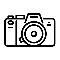 mirrorless camera outline icon.DSLR camera line illustration.
