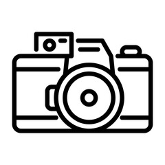 vintage SLR camera outline icon. slr camera line illustration.
