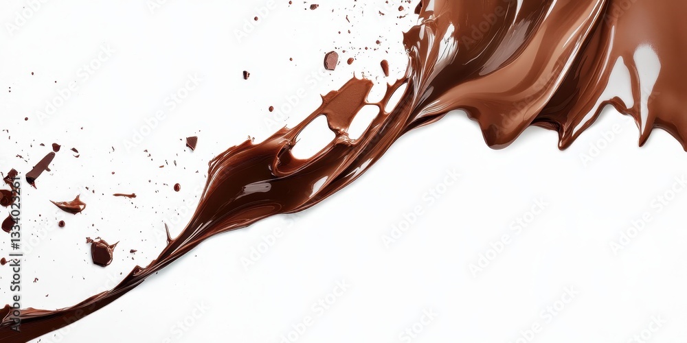 Poster liquid chocolate splash: capturing the rich, smooth texture of melted chocolate as it splashes and s