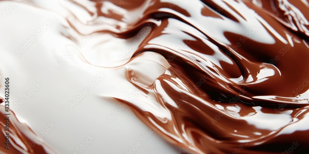 Poster chocolate and cream swirl: a close-up shot showcasing a mesmerizing swirl of rich chocolate and smoo