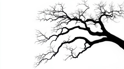 Obraz premium Gnarled Leafless Tree Branch Close Up in Black and White