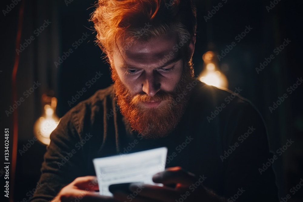 Poster A person checking their mobile device, possibly reading a message or checking notifications