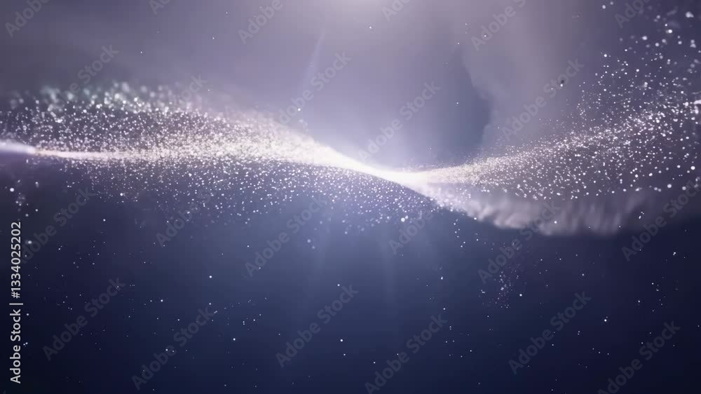 Poster a blurry image of a galaxy with a white line in the middle. the galaxy is mostly dark blue with a fe