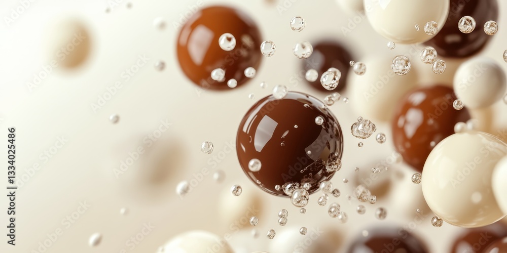 Poster chocolate spheres: a macro shot captures the interplay of light and shadow on chocolate spheres, int