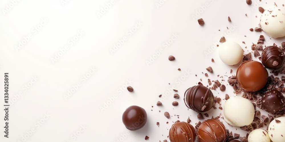 Aufkleber decadent chocolate assortment: a mouthwatering arrangement of chocolate truffles, pralines and cocoa