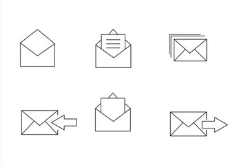 Collection of Mail icons in trendy filled line style for web, logo, app. vector illustration