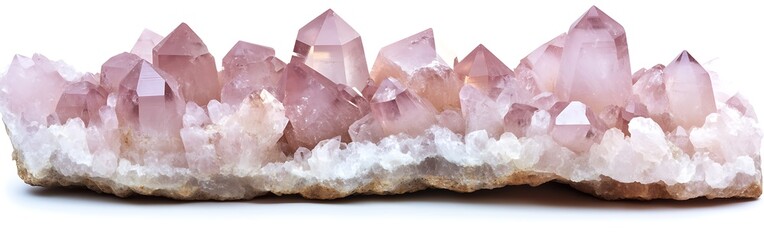 Crystal Cluster on White Background for Healing, Spirituality, or Home Decor