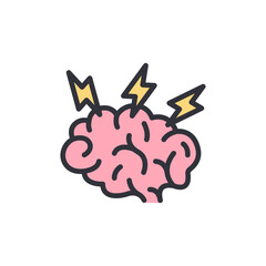 Anxiety brain colored icons, minimalist vector illustration ,simple transparent graphic element .Isolated on white background