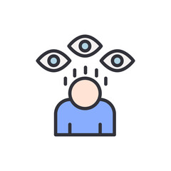 Anxiety colored icons, minimalist vector illustration ,simple transparent graphic element .Isolated on white background