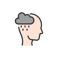 Anxiety colored icons, minimalist vector illustration ,simple transparent graphic element .Isolated on white background