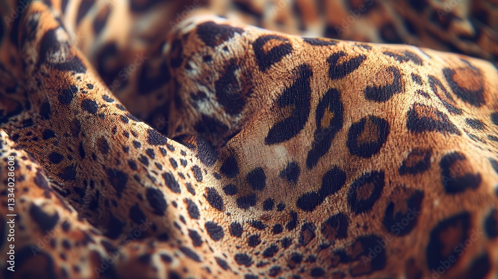 Poster Close-Up of Soft Fabric with Distinctive Leopard Print Pattern