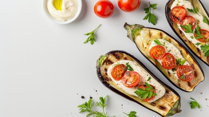 Grilled zucchini, peppers, cauliflower, mushrooms, carrots and broccoli. Healthy vegetarian cuisine.
