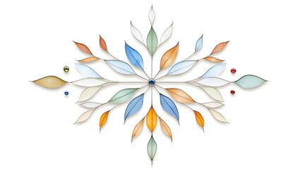 Fototapeta premium Abstract Pastel Leaf Mandala Wall Art Decor with Colorful Beads