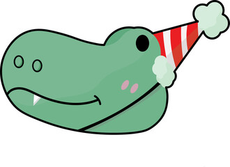 design illustration dinosaurs wearing birthday hat