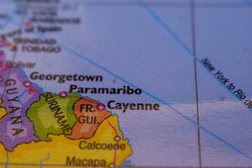 Cayenne  On The World Map-Geo Political Map