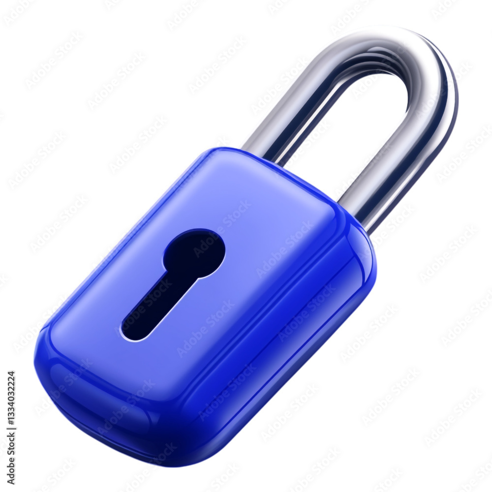 Poster a blue digital padlock symbolizing security and protection, featuring a golden key signifying access