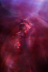 Intense Dance Movement with Red Veil of Passion