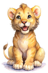 Obraz premium A hand-drawn illustration of a cute lion cub, perfect for African wildlife and safari themes