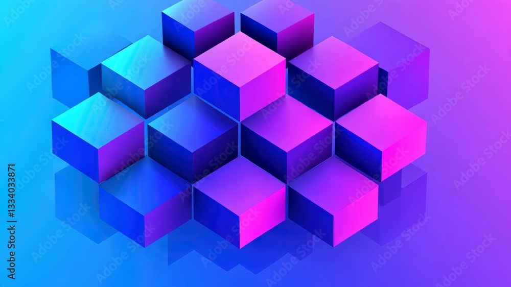 Aufkleber vibrant 3d illustration of floating cubes in gradient blue and pink hues creating futuristic abstrac