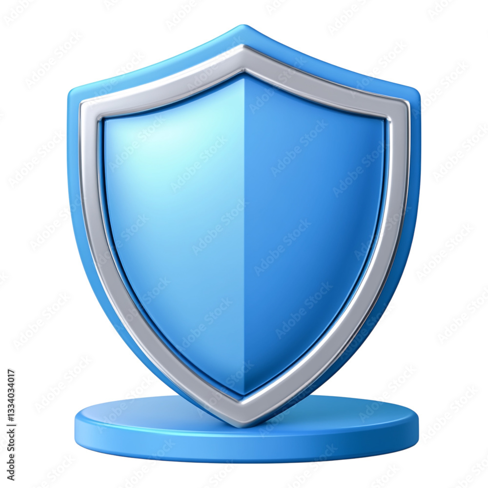 Poster a modern blue shield icon representing real-time threat monitoring systems on a flat design interfac