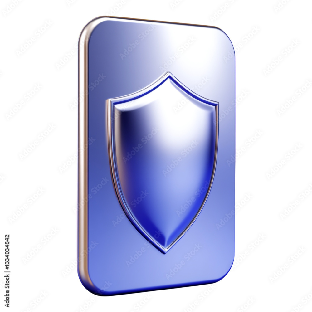 Poster a classic blue shield icon symbolizing secure digital identity protection with bold graphics ideal f