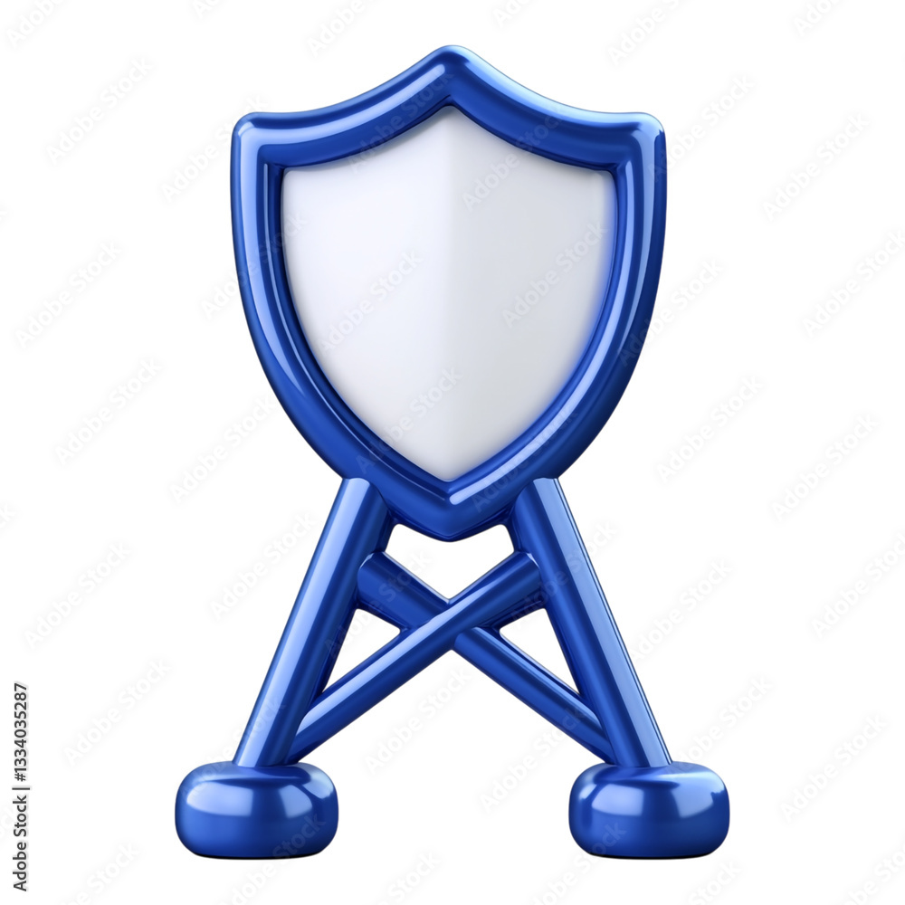 Aufkleber a blue and white shield icon representing a secure mobile network tower symbolizing protection and c