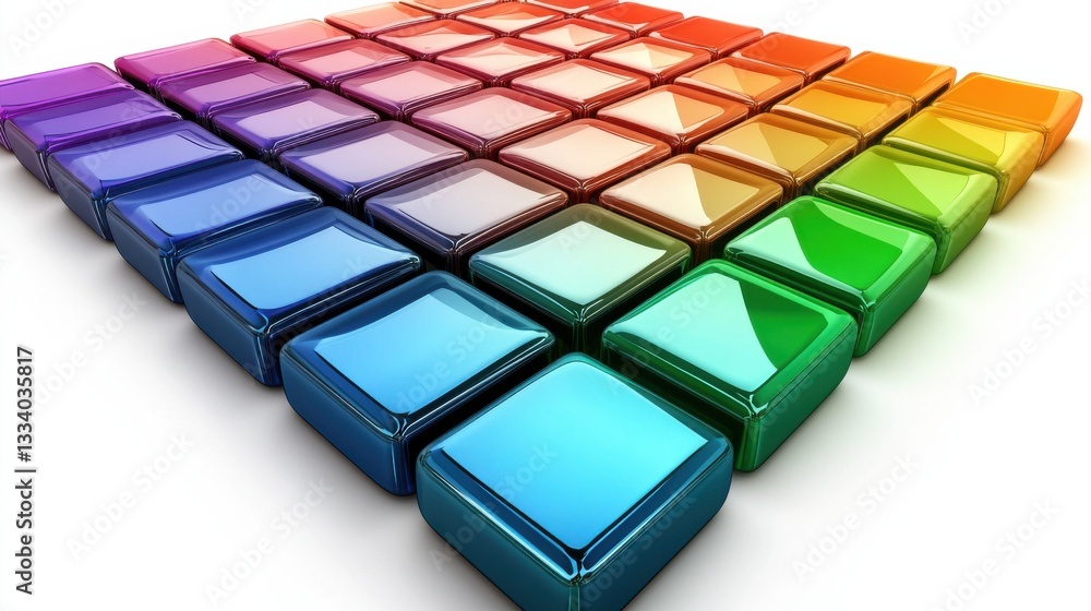 Poster colorful glossy squares in a gradient pattern displaying vibrant shades