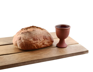 Easter bread and wine celebrating the resurrection of jesus christ on transparent background