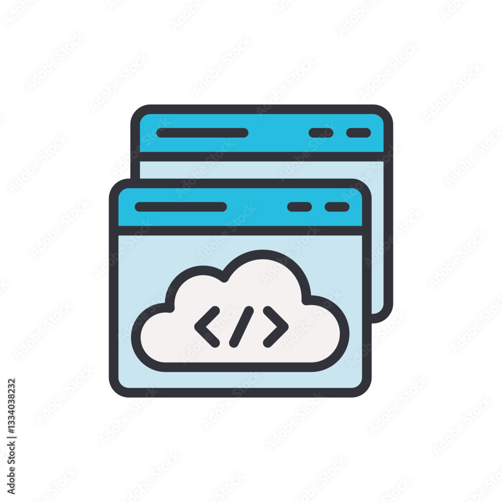 Aufkleber api program colored icons, minimalist vector illustration ,simple transparent graphic element .isola