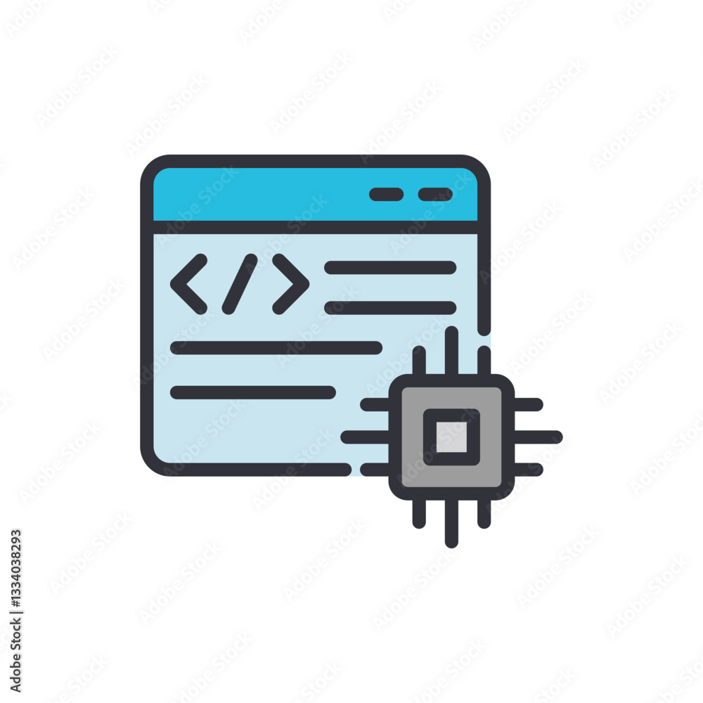 Poster api program colored icons, minimalist vector illustration ,simple transparent graphic element .isola