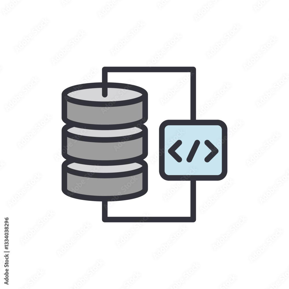 Aufkleber api database colored icons, minimalist vector illustration ,simple transparent graphic element .isol