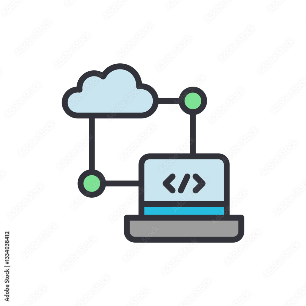 Poster api program colored icons, minimalist vector illustration ,simple transparent graphic element .isola