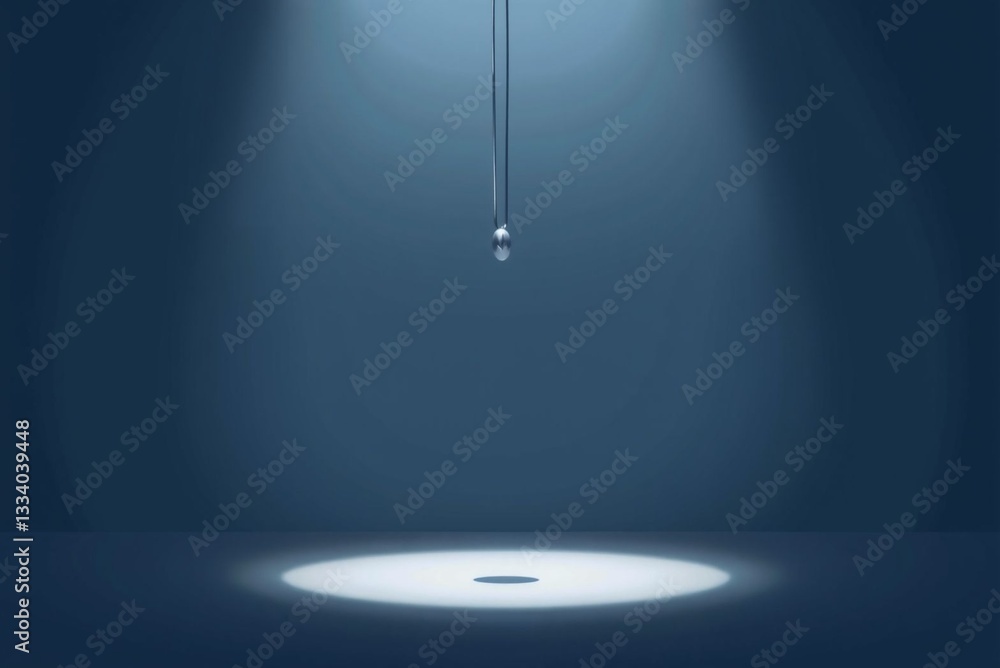 Wall mural minimalistic lighting design featuring a reflective drop suspended above a spotlight area creating a