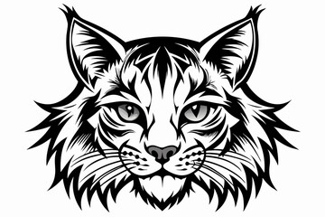bobcat face line art silhouette vector illustration